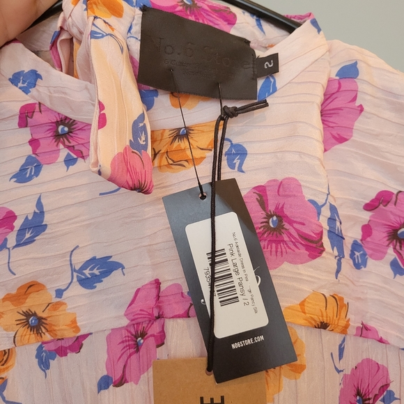 No.6 Adelaide Dress in Pink Large Pansy Silk - Picture 3 of 4